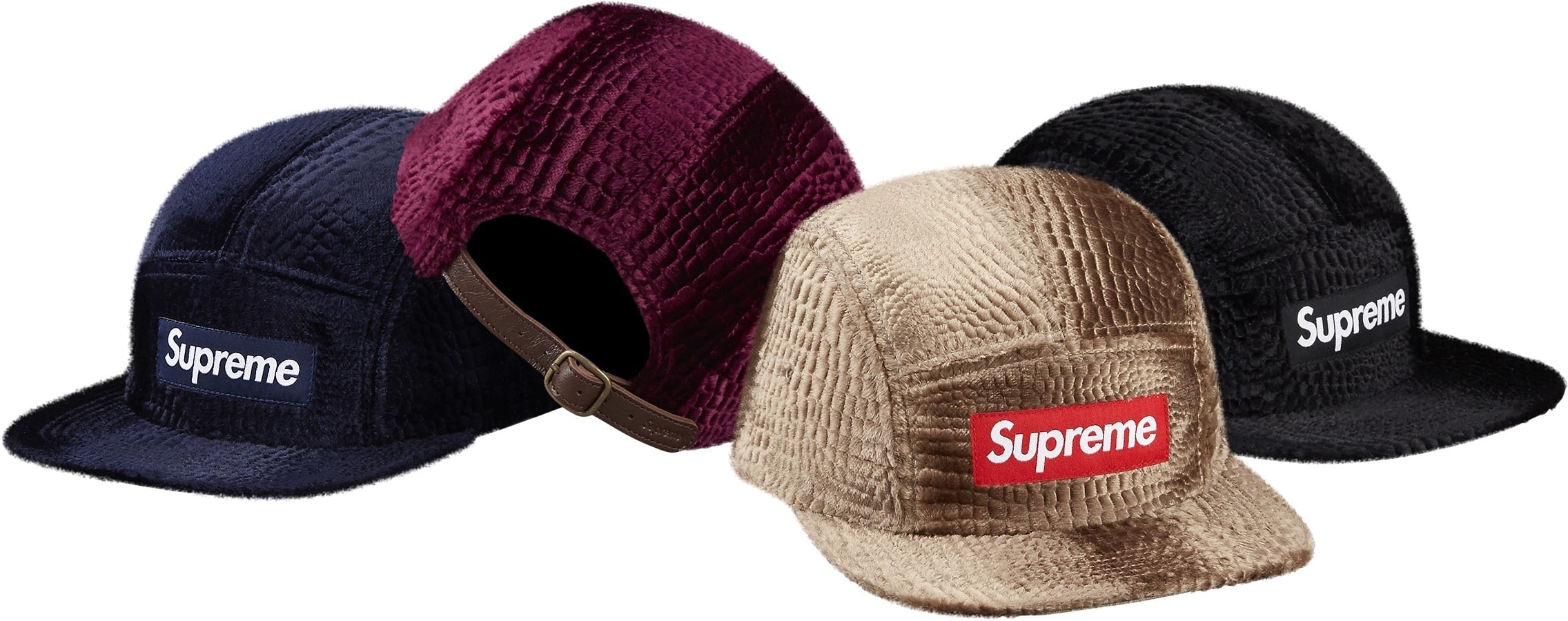 Croc Embossed Velvet Camp Cap